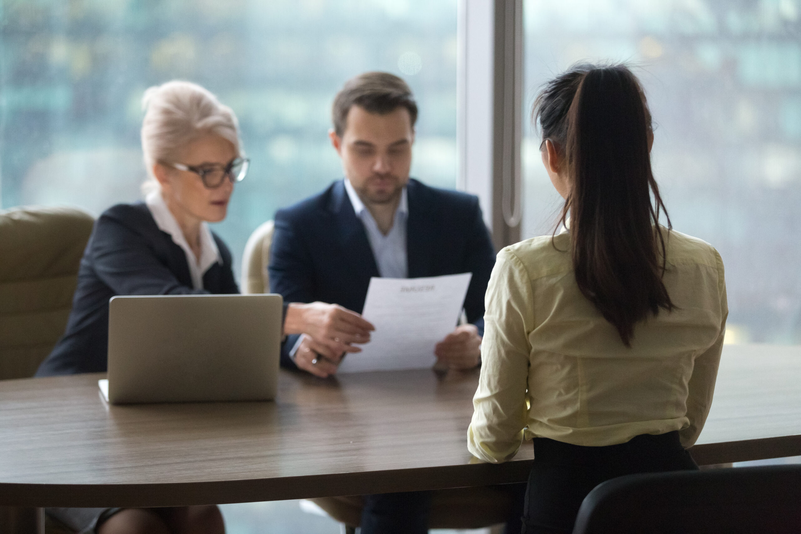 female candidate in a job interview